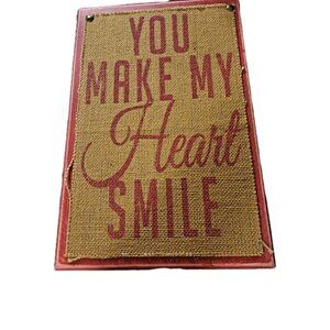 Primitives by Kathy Red Woven Wall Plaque You Make My Heart Smile